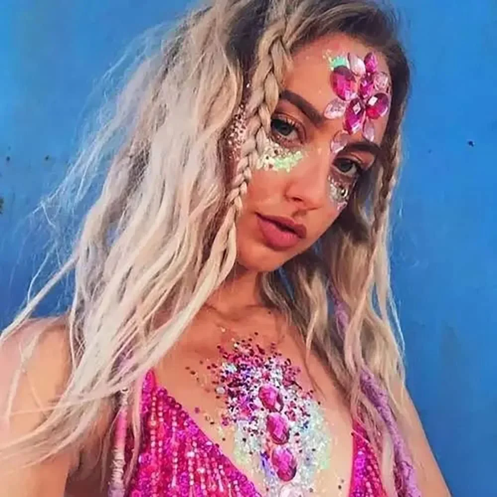 Peach Pink Body Glitter, Holographic Chunky Sequins Festival Rave Accessories